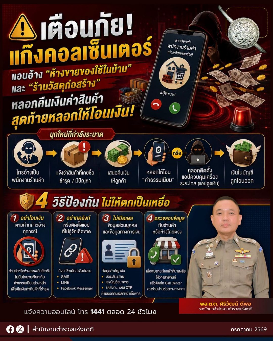 เตือนภัย แก๊งคอลเซ็นเตอร์ 20260723